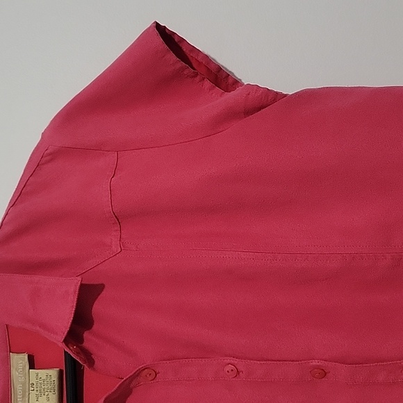 COTTON GINNY SHORT SLEEVE BUTTON DOWN SUEDE SHIRT TOP PINK SIZE LARGE - Picture 4 of 8